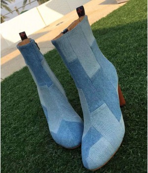 Louis Vuitton Denim Splicing Ankle Boot 2015 (GD3020-110849 )