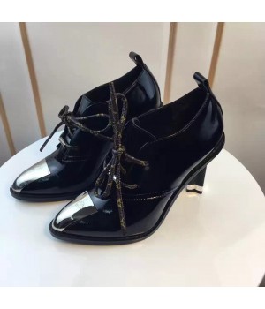 Louis Vuitton Black Patent Lambskin Lace-up Pump 2016 (GD5033-6092035 )