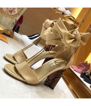 Louis Vuitton Silhouette Lambskin Wrap Bow Heel Sandals 1A4WBY Beige 2019 (1054-9062506 )