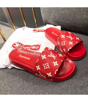 Louis Vuitton Monogram Canvas Supreme Mules Sandals Red 2017 (GD3014-7070753 )