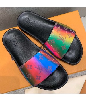 Louis Vuitton Rainbow Monogram Flat Slide Sandals Multicolor 2019(For Women and Men) (DLY-9062516 )