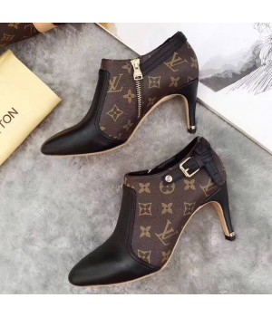 Louis Vuitton Lookat Black Calfskin & Monogram Ankle Boot  (LG-8030111 )
