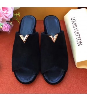Louis Vuitton Calfskin Vanity Mule Black Suede (LG-8022821 )