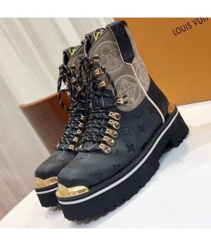 Louis Vuitton Deep Monogram Titanium Canvas LV Outland Ankle Boot 2019 (GD1054-8121442 )