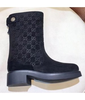 Louis Vuitton Monogram Suede Leather Short Boot Black 2018 (GD1054-8121525 )