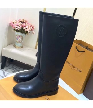 Louis Vuitton Black Logo Calfskin Long Boot 2018 (GD1054-8121533 )