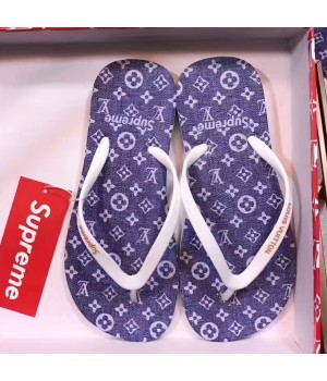Louis Vuitton x Supreme Thong Sandal Blue 2017 (SZ3040-7060520 )