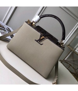 Louis Vuitton Capucines PM with Python Skin Top Handle Bag N95382 Grey 2019 (FANG-9050741 )