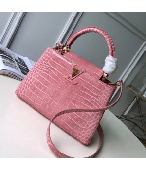 Louis Vuitton Capucines BB Top Handle Bag in Crocodilian Leather N92679 Pink 2019 (FANG-9050747 )