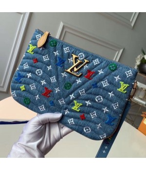 Louis Vuitton Denim New Wave Zip Pochette Pouch M67538 Denim Blue 2019 (KD-9050832 )