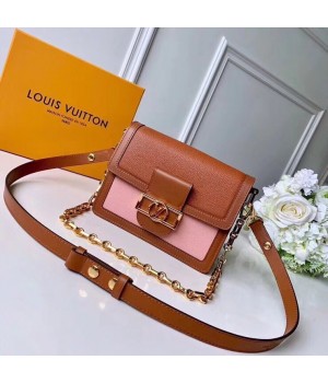 Louis Vuitton Grained Calfskin Dauphine PM Bag M44398 Brown/Pink 2019 (TINO-8122012 )