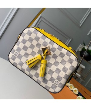 Louis Vuitton Saintonge Top Handle Bag N40154 Damier Azur Canvas/Yellow 2019 (KD-9041136 )