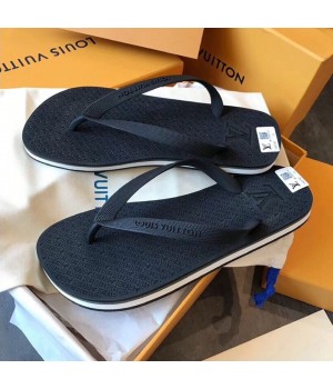 Louis Vuitton Men's Molitor Thong Sandals on Monogram Insock 1A2CX2 Black 2019 (EM-9030926 )