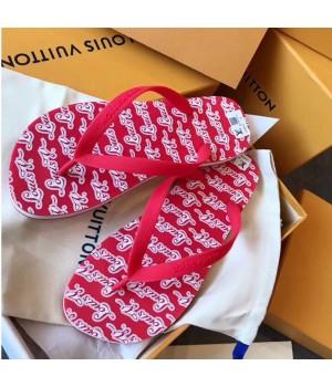 Louis Vuitton Men's Molitor Thong Sandals on Monogram Insock 1A45V3 Red 2019 (EM-9030928 )