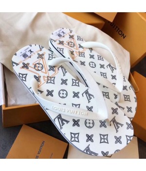 Louis Vuitton Men's Molitor Thong Sandals on Monogram Insock 1A45V3 White/Black 2019 (EM-9030924 )