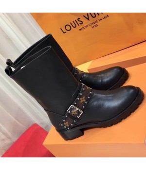 Louis Vuitton Grainy Calfskin Leather Discovery Half Boot 1A4GZ6 Black 2018 (GD1054-8081058 )