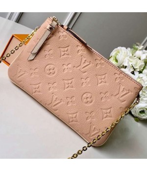 Louis Vuitton Monogram Empreinte Leather Pochette Double Zip Clutch M63919 Beige/Dorﾨﾦ 2019 (F-9012121 )