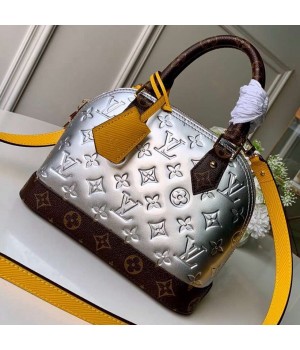 Lousi Vuitton Monogram Vernis Leather/Monogram Canvas Alma BB Bag M44389 Silver 2019 (F-9012131 )