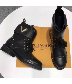 Louis Vuitton Wonderland Ranger Ankle Boots 1A3HUK Black Studs Leather 2017 (GD5023-7082337 )