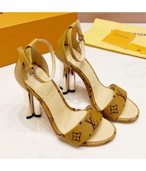 Louis Vuitton Silhouette Monogram Flower Shaped Heel Sandals Yellow 2019 (1050-9051537 )