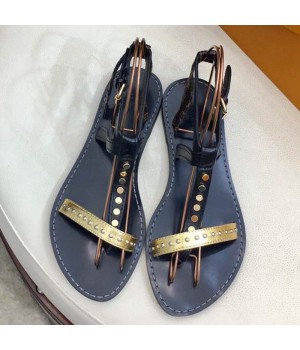 Louis Vuitton Flat Passenger Studs Straps Sandals Black 2019 (1050-9051544 )