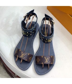 Louis Vuitton Flat Nomad Studs and Monogram Sandals Black 2019 (1050-9051546 )