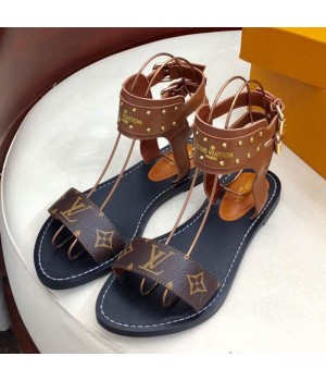 Louis Vuitton Flat Nomad Studs and Monogram Sandals Brown 2019 (1050-9051547 )