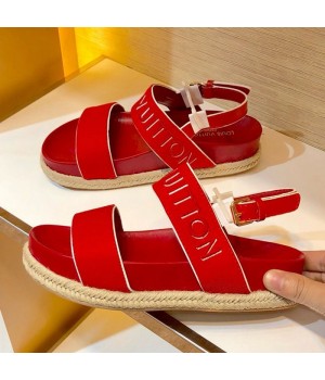 Louis Vuitton Fabric Slingback Flat Espadrilles Sandals Red 2019 (1054-9051554 )