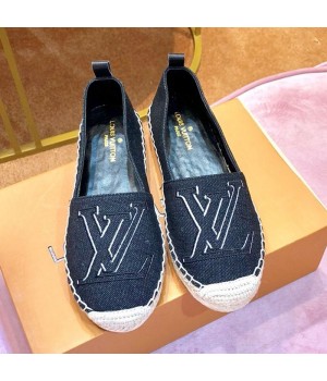 Louis Vuitton Seashore Oversize LV Flat Espadrilles 1A4VZK Black 2019 (1054-9051551 )