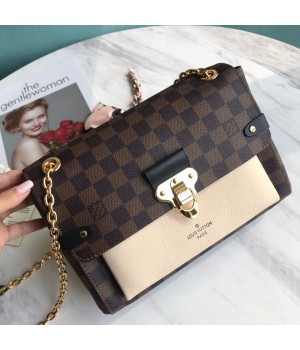 Louis Vuitton Vavin PM Chain Shoulder Bag N40113 Damier Ebene Canvas/Creme White 2019 (LVSJ-9031440 )