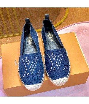 Louis Vuitton Seashore Oversize LV Flat Espadrilles 1A4VZK Dark Blue 2019 (1054-9051548 )