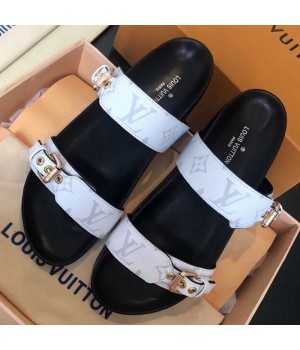 Louis Vuitton Bom Dia Monogram Canvas Flat Sandals 1A4WJK White 2019 (CSBL-9070444 )