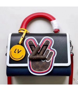 Louis Vuitton Peace Symbol Lock Epi Leather Twist MM Bag M52514 Noir/Indigo 2019 (XLJ-8111912 )