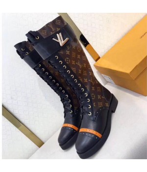 Louis Vuitton Monogram Calfskin Lace-Up High Boot 2018 (GD1054-8090152 )