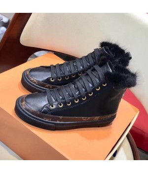 Louis Vuitton STELLAR Sneaker Boot With Fur Black 2018 (GD1054-8090159 )