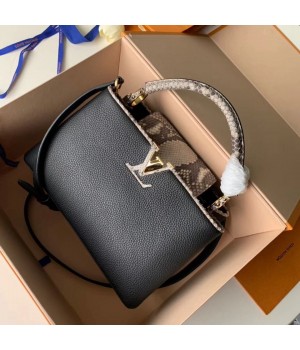 Louis Vuitton Capucines PM Python Top Handle Bag N95382 Black/Grey 2019 (FANG-9031824 )