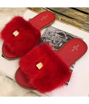 Louis Vuitton LOCK IT Mink Flat Mule Red 2018 (BKL-8052523 )