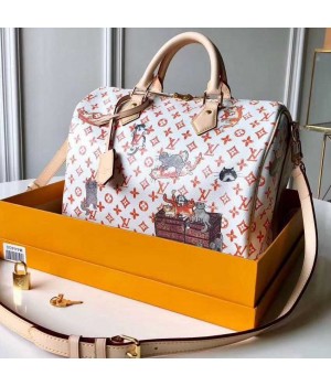 Louis Vuitton Transformed Monogram Canvas Speedy 30 Bag M44400 White/Orange 2019 (TINO-8122025 )
