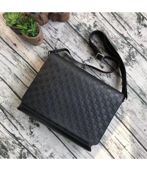 LOUIS VUITTON ORIGINAL LEATHER MESSENGER BAG N41038 N41035 BLACK