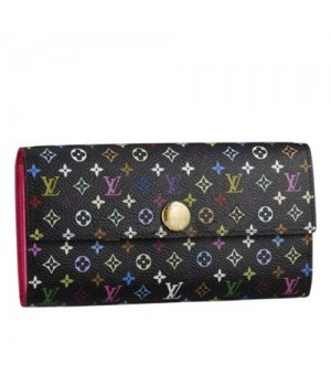 Louis Vuitton Black Sarah Wallet Monogram Multicolore M93747