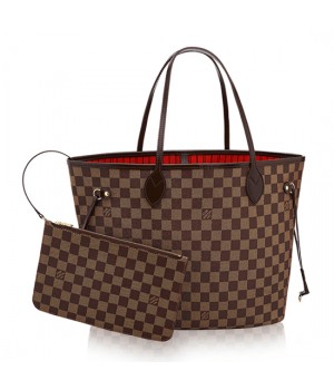 Louis Vuitton N41358 Neverfull MM Shoulder Bag Damier Ebene Canvas