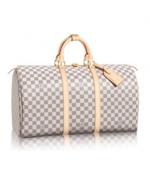 Louis Vuitton N41430 Keepall 50 Duffel Bag Damier Azur Canvas