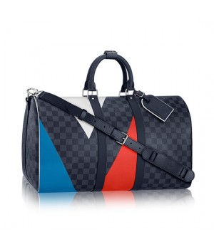 Louis Vuitton N41617 Keepall Bandouliere 45 Duffel Bag Damier Cobalt Canvas