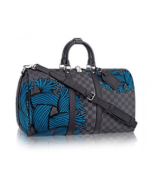 Louis Vuitton N41700 Keepall Bandouliere 45 Duffel Bag Damier Graphite Canvas