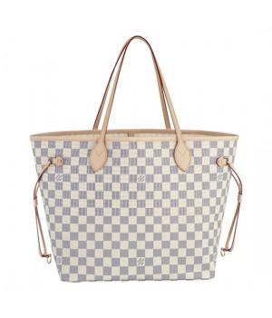 Louis Vuitton N51107 Neverfull MM Shoulder Bag Damier Azur Canvas