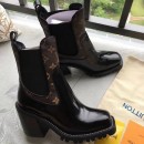 Louis Vuitton Black Patent Leather & Monogram Canvas Limitless Ankle Boot 1A3GP3 2018 (GD2057-8082146 )