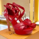 Louis Vuitton Monogram Calfskin Platform Heel Sandals Red 2019 (1054-9062507 )