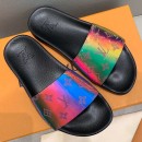 Louis Vuitton Rainbow Monogram Flat Slide Sandals Multicolor 2019(For Women and Men) (DLY-9062516 )