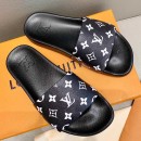 Louis Vuitton Monogram Canvas Flat Slide Sandals Black 2019(For Women and Men) (DLY-9062519 )