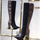 Louis Vuitton Calfskin & Monogram Upper East High Boot (LG-8030105 )